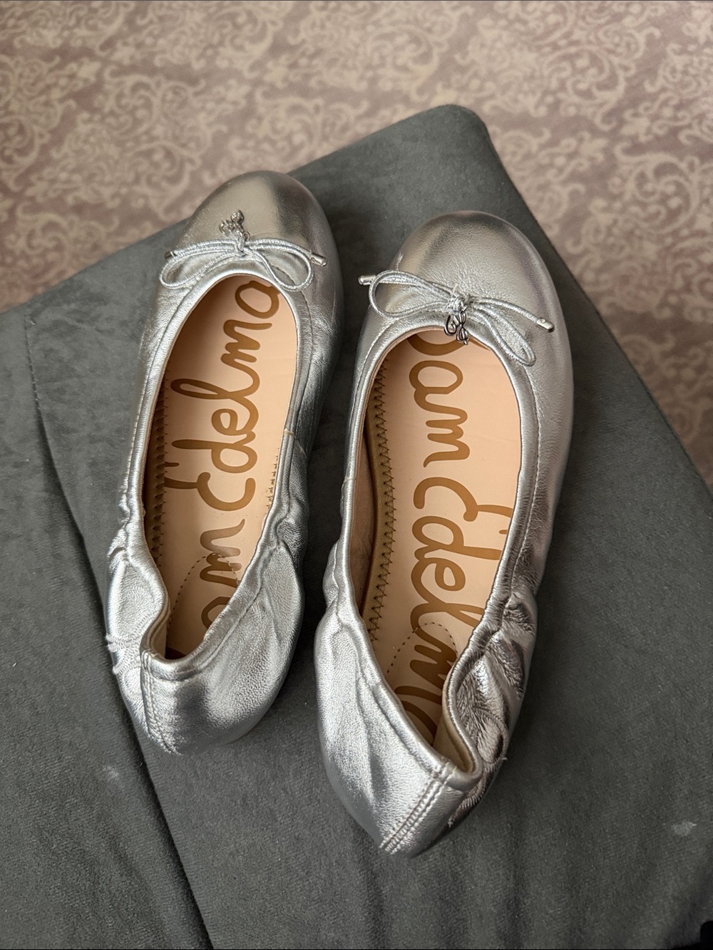 Sam Edelman Girls Silver Ballet Flats